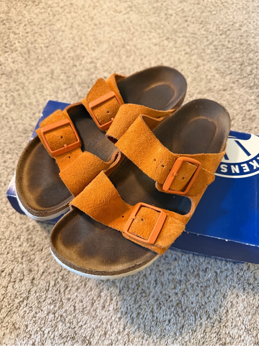 Birkenstock Orange Suede Sandals